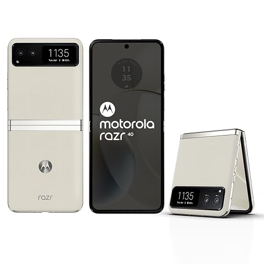 Motorola razr 40 (Vanilla Cream, 8GB RAM, 256GB Storage) | External AMOLED Display | 6.9" AMOLED 144Hz Display | 64MP Main Camera | Android 13