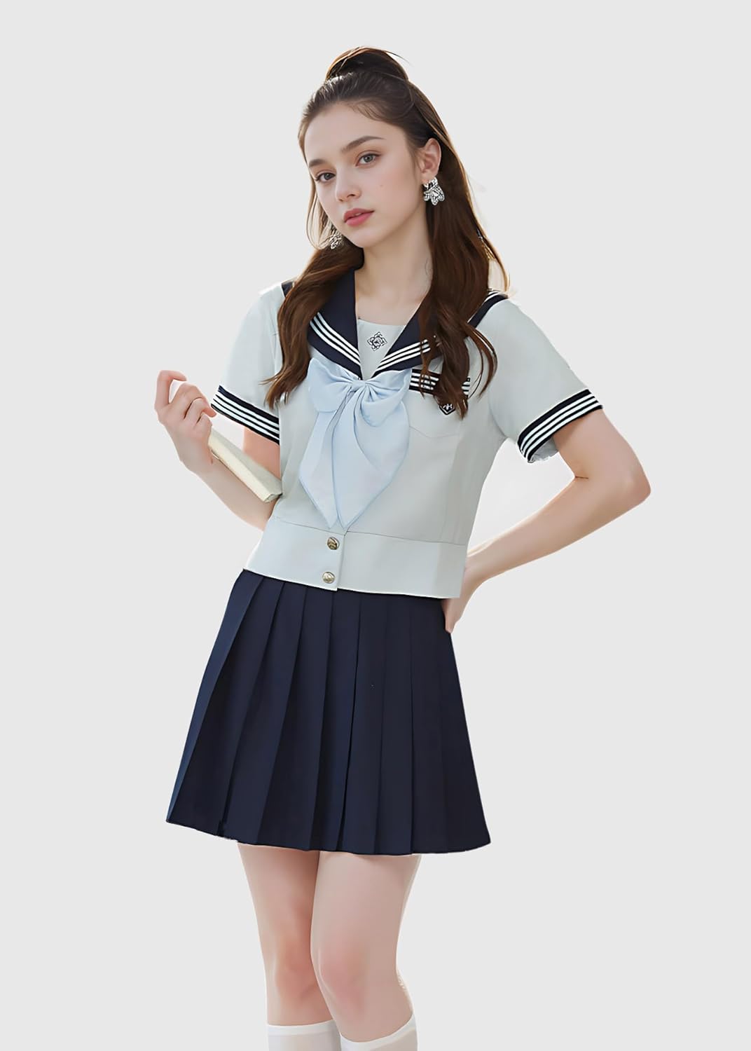 Japanese School Girls Uniform Suit Sailor Dress Pleated Skirt Anime Cosplay Costume Kawaii Cute Student Outfit Set