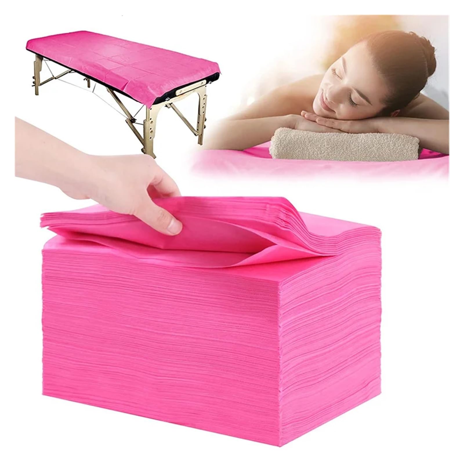 Sabanas Camilla Masaje Sábana desechable for Cama de 20 Piezas, Sábana for Mesa de Masaje, Sábana desechable for SPA, Sábana Plegable Impermeable for salón Profesional(Pink)