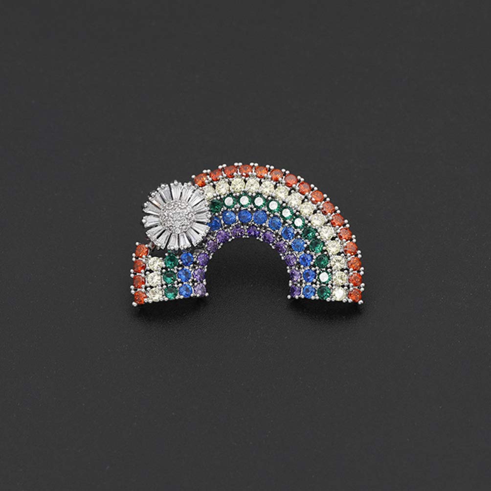 1pc Rainbow Clip Crystal Pin Brooch for Friends Women Clothes Skirt Scarf Decoration