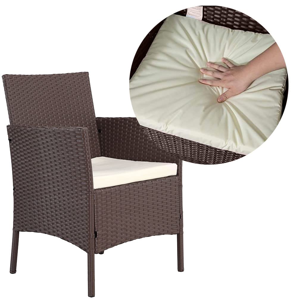 BAKAJI Set Salotto Completo di Divano 2 Poltrone e Tavolino in Vetro e Rattan Struttura in Acciaio Zincato con Cuscini Sfoderabili Arredo Giardino Terrazzo Design Moderno Colore Marrone