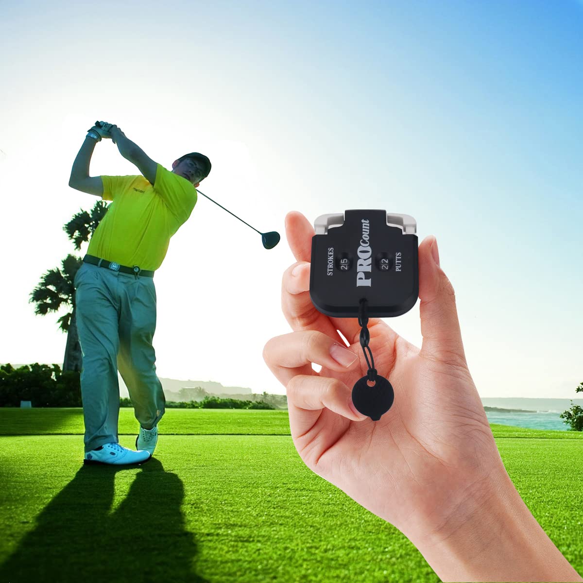HISTAR Mini Golf Tally Contador Clicker Turning Technology Score Stroke Counter Golf Juego Strike up para hombres (Negro2+Blanco2)