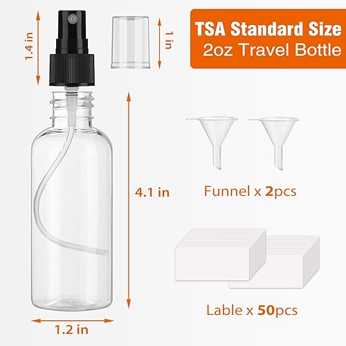 Miniatura 4 de Paquete de 30 mini botellas de spray transparente de 2 onzas con tapa de pulverización de bomba - para aceites esenciales, viajes, perfumes -