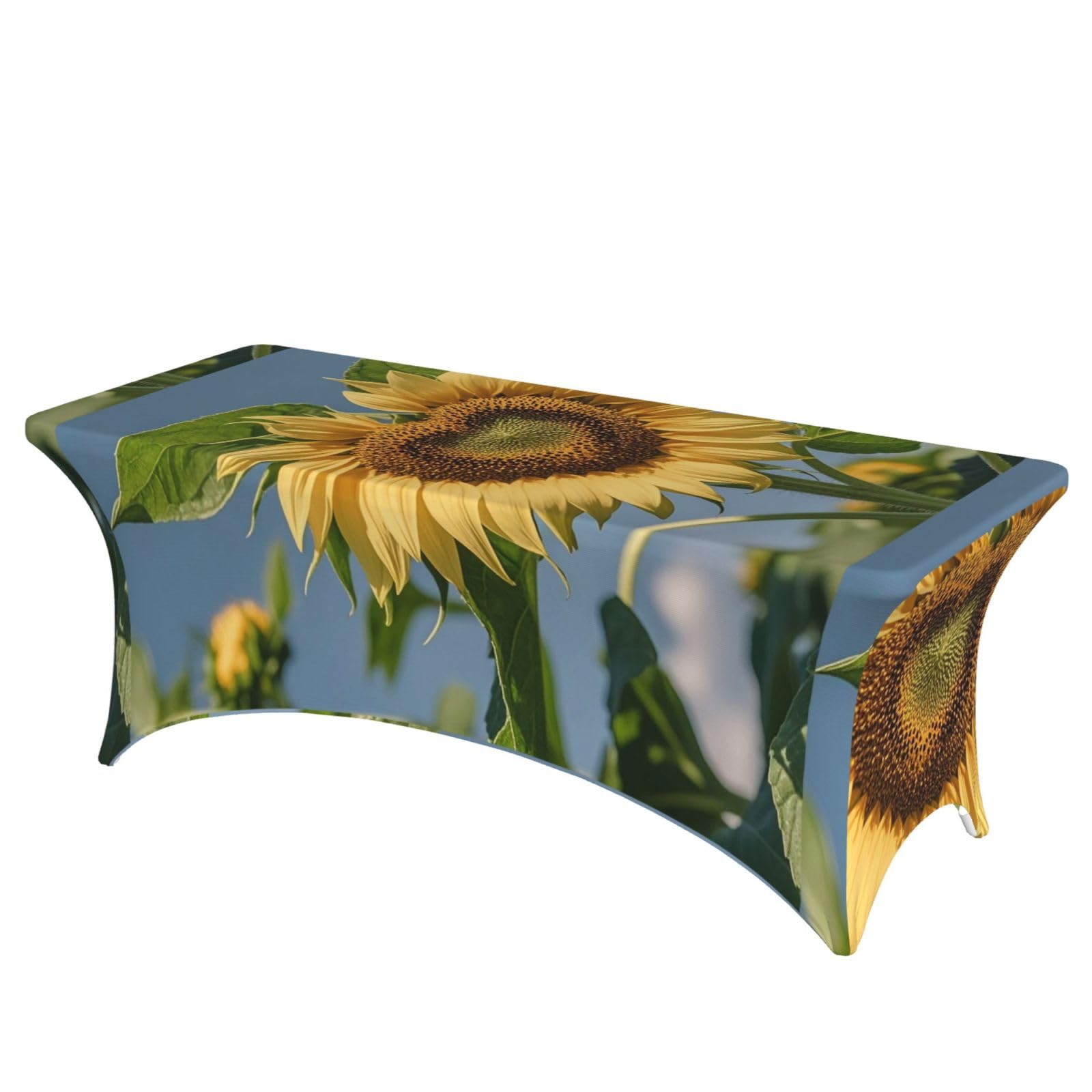 LMNGH Heart Shaped Sunflower Decorative Tablecloth Protector for Wedding, Banquet & Parties6FT Spandex Rectangle Tablecloths, Stretch Washable Table Cloth Wrinkle Free Patio Table Cover