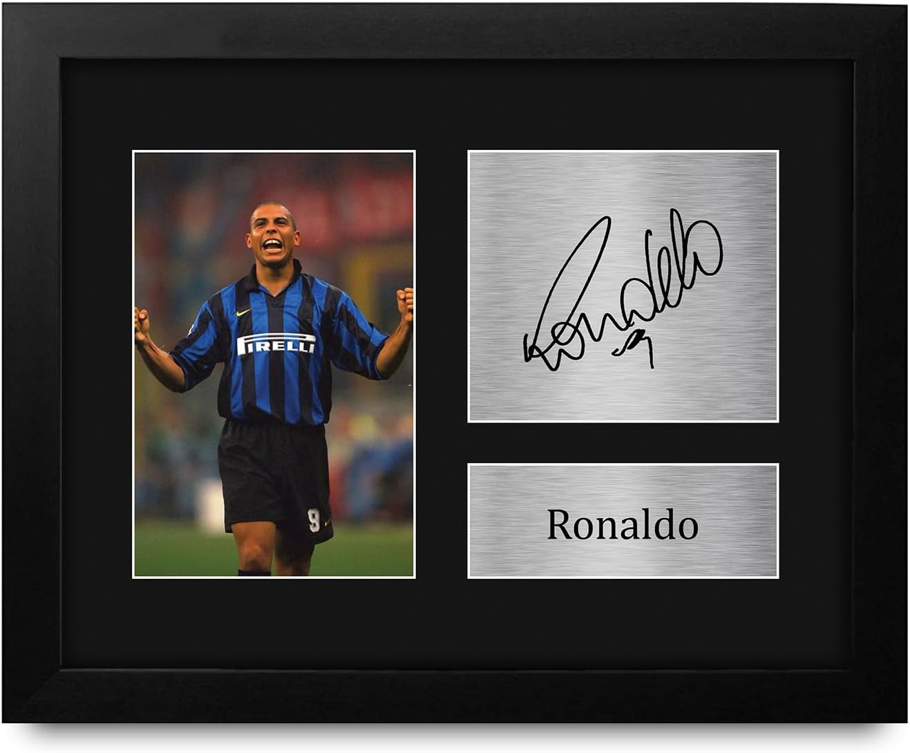 HWC Trading Ronaldo Inter Milan Framed Gifts Printed Signed Autograph Picture for Football Fans and Supporters - US Letter Size