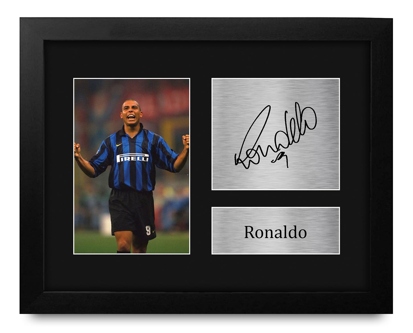 HWC Trading Ronaldo Inter Milan Framed Gifts Printed Signed Autograph Picture for Football Fans and Supporters - US Letter Size