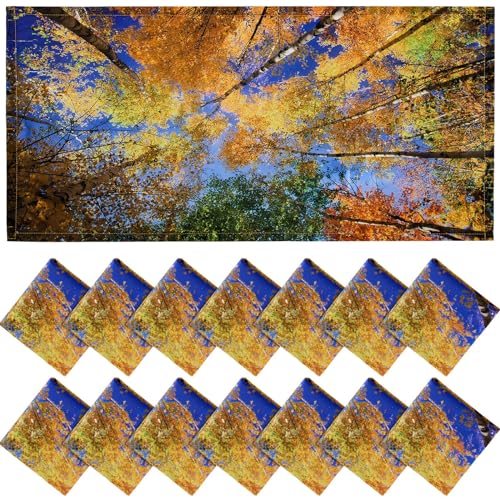 Image of Hortsun 18 Pcs 4 x 2 Feet Fluorescent Light Covers Magnetic for Ceiling Lights Office Reducing Glare Harsh Flicker Light Filters for Office Home Hospital Decor(Autumn Tree)