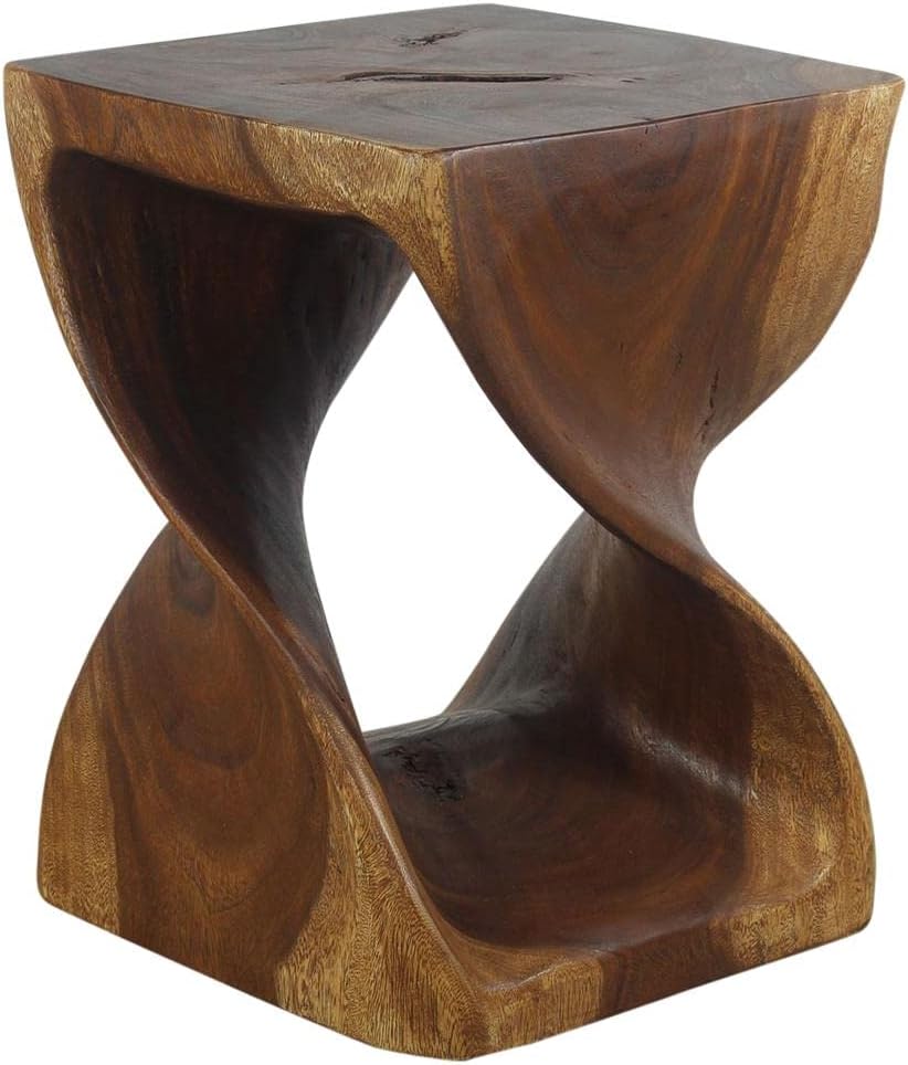 Haussmann Original Wood Twist Stool 14 X 14 X 20 in High Walnut Oil