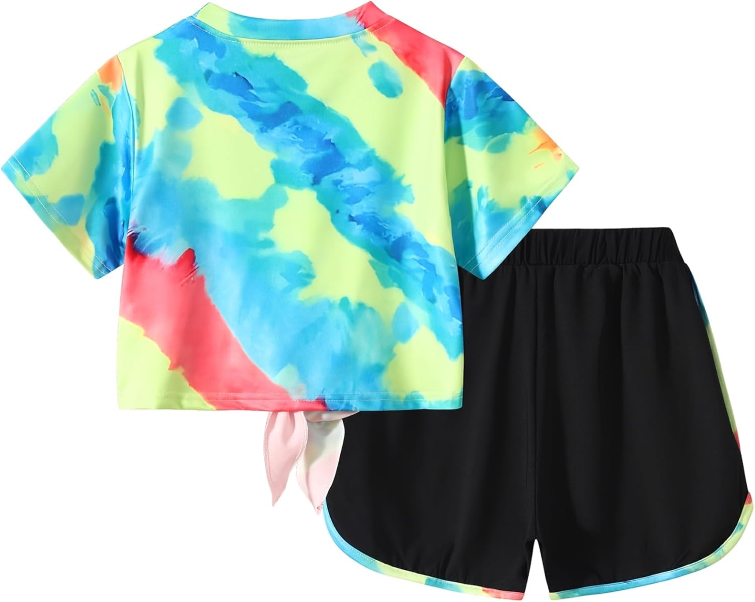 Jolyshlid Girls 6 Pieces Summer Outfits Casual Short Sleeve Tee Tops and Dolphin Shorts Set 4-12Y - Image 3