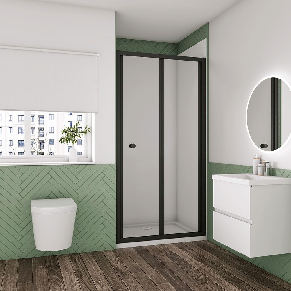 Shower Enclosure Bi Fold Matt Black Frame Shower Door 800mm