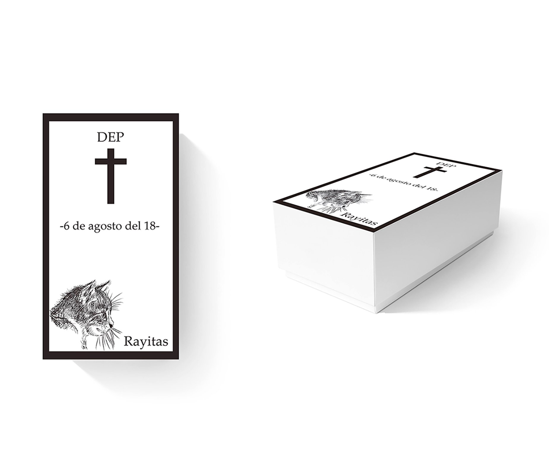 Ataúd Para Animales Ecológico Gatos 100% personalizado | Medidas 60,00 x 30,00 cm x 20,00 cm | Cartón microcanal simple 1,6 mm | Impresión completa y personalizada | Ligero, resistente