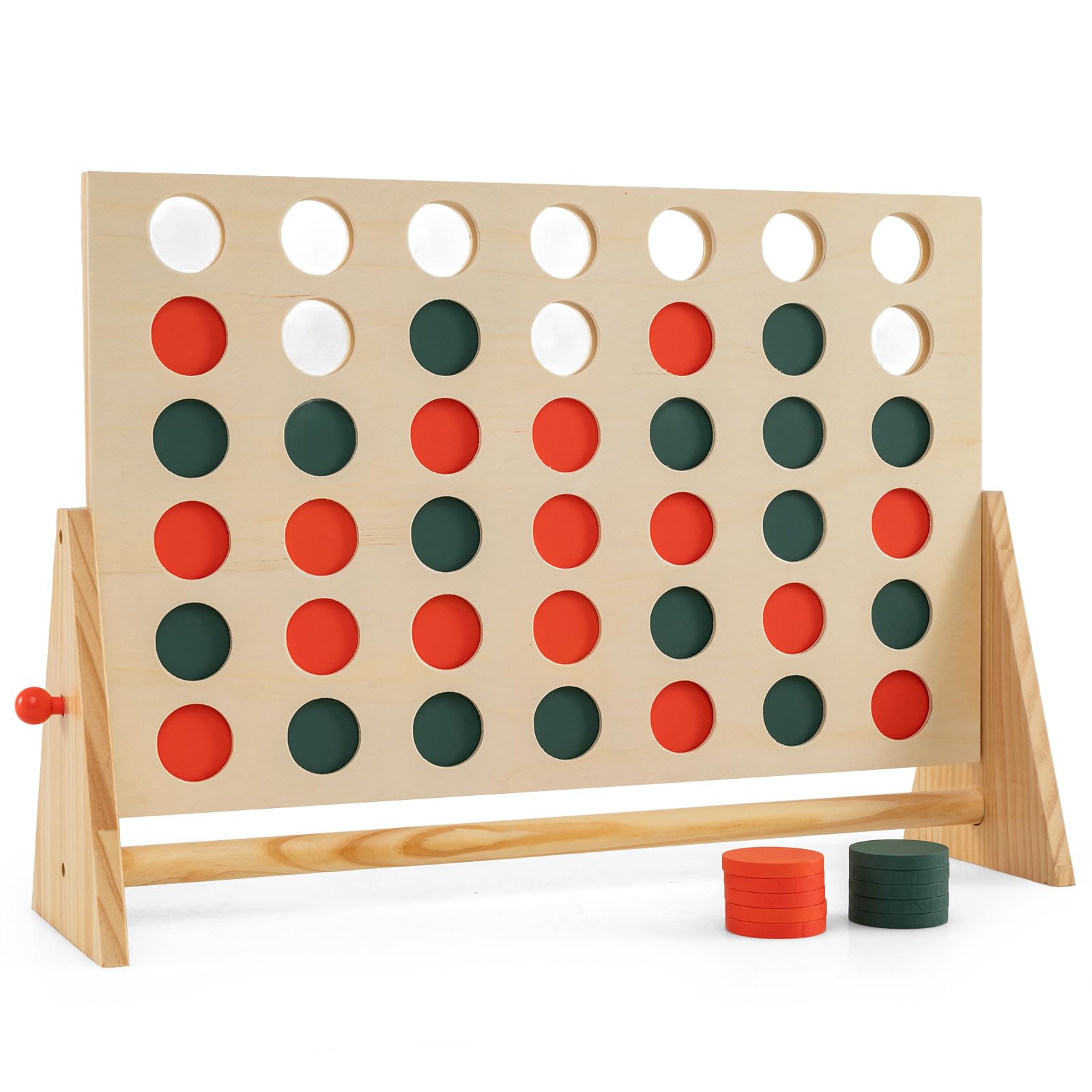 COSTWAY Giant Connect 4, Four in A Row Game Set with 42 Chess Pieces, Indoor Outdoor Wooden Connect Board 4-to-Score Games for Kids Adults