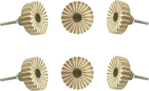 Perilla Home Juego de 6 perillas de gabinete y cajón de madera - Perillas decorativas Siena para cómoda, gabinete de cocina, armario y tiradores de