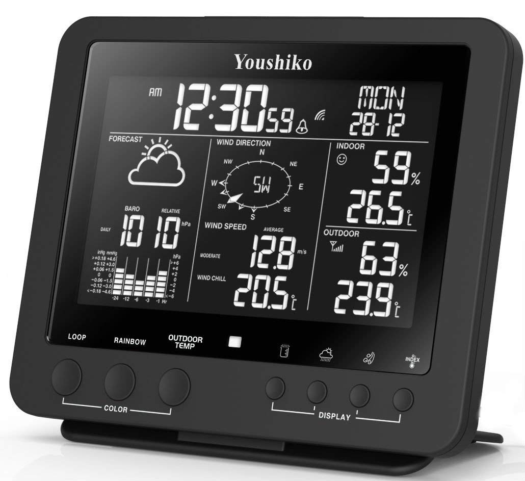 Youshiko Weather Station Console Display with Green Text