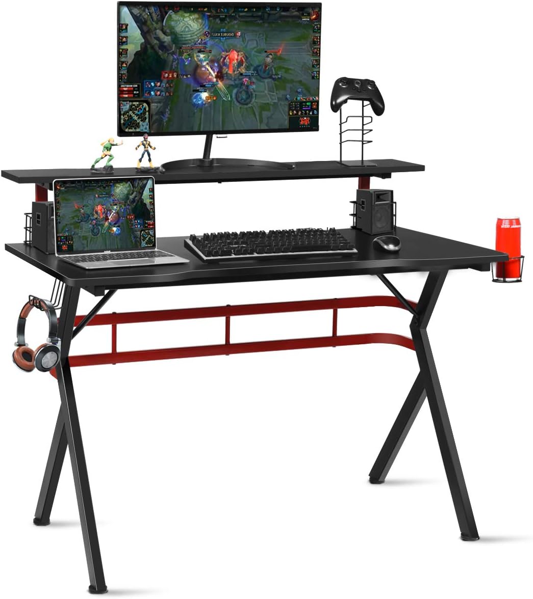 Amazon.com: Tangkula Gaming Desk, Professional Gamer Workstation with ...