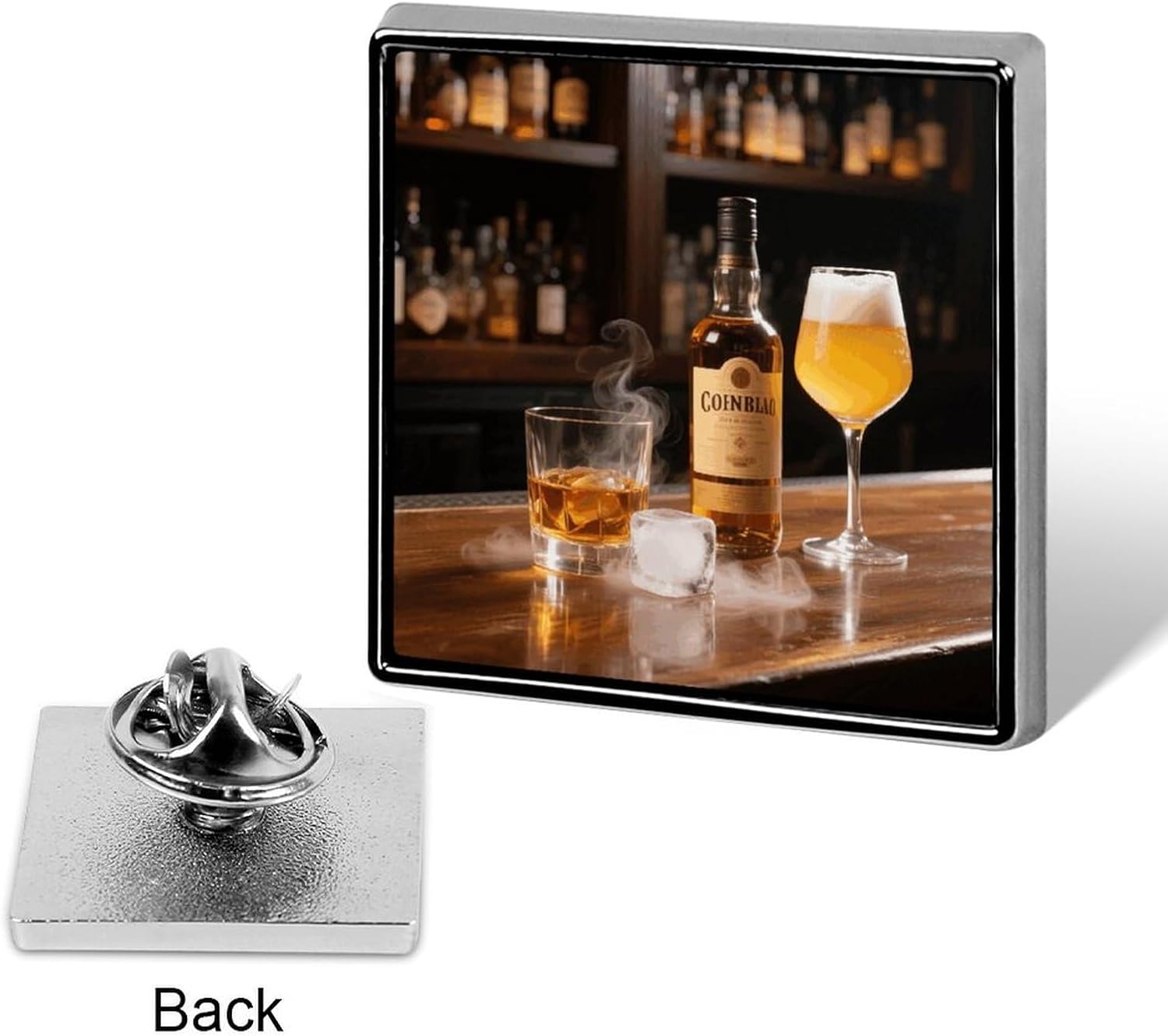 Whisky Beer Pictures Lapel Pin, Square Enamel Pin, Cute Brooch for Jackets, Hats & Tops | Suit Pins for Men | Lightweight Alloy Metal Fashion Clothing Accessory image 3