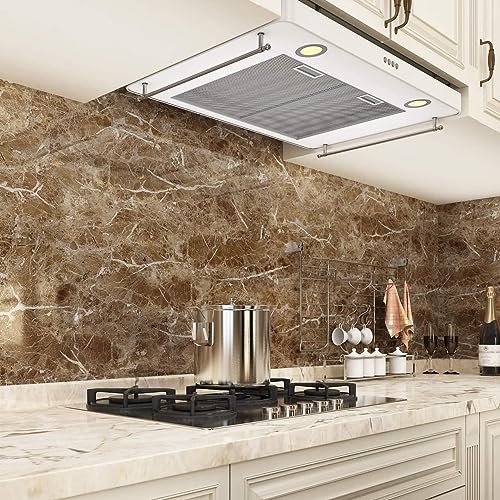 Image of WISDOM Brown Marble Contact Paper for Countertops Waterproof Wallpaper for Cabinets Counter Table Paper (24 X 100 Inch)