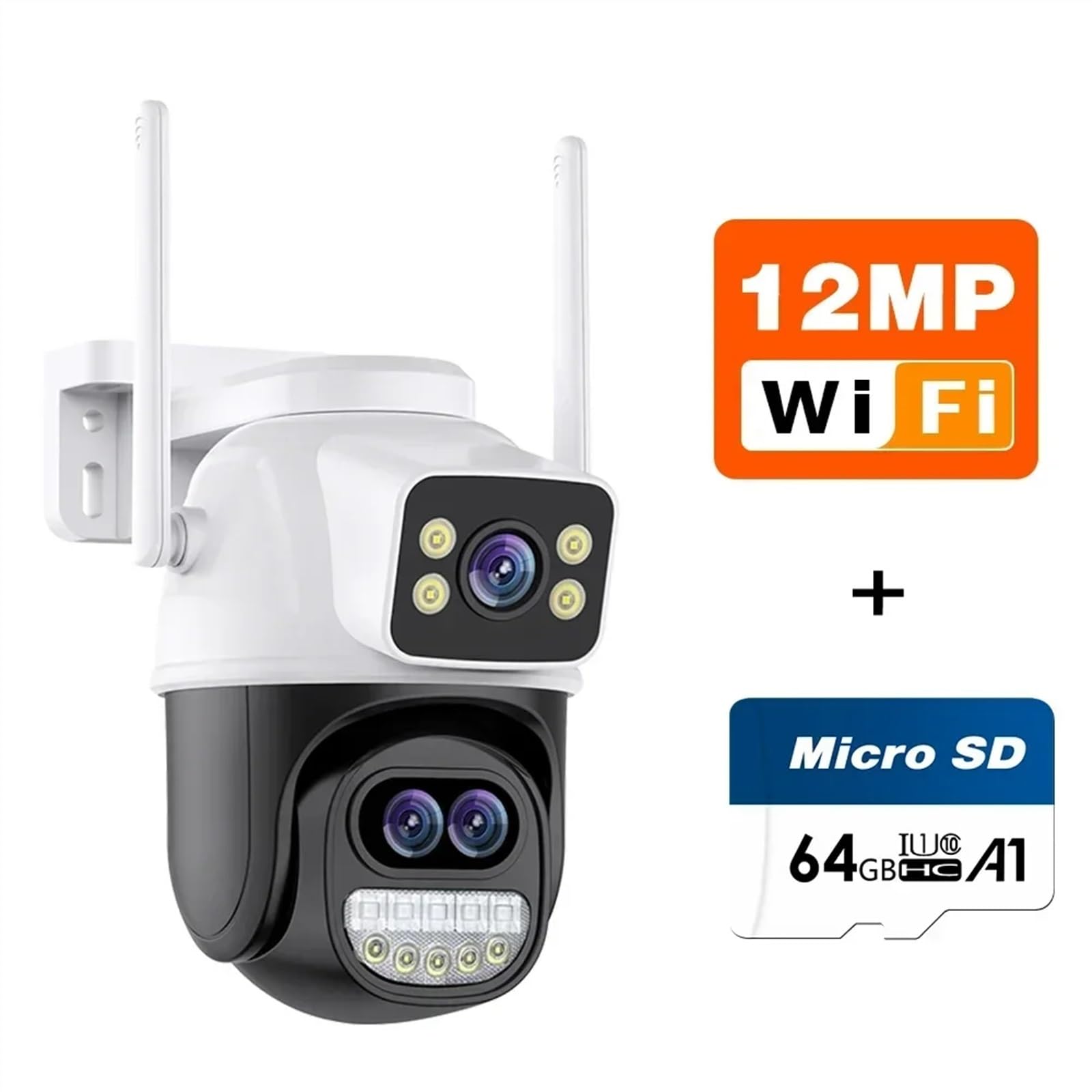 Telecamera da 6MP for esterni 12MP Tre lenti Doppi schermi Zoom 8X CCTV Video Cam Monitoraggio automatico Protezione di sicurezza Sorveglianza Installazione semplice(6K 12MP Add 64G)