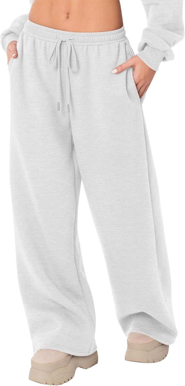 LOMON Women's Sweatpants Wide Leg Fleece Lined Sweat Pants Spring Winter Clothes 2026 Baggy Drawstring Joggers with Pockets - Image 2