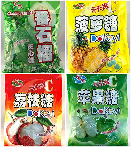 Hong Yuan Classic Series Pineapple Guava Green Apple Lychee Candy 4 Pack 12.3 Oz Dakeyi With Free Candy Samples #TOP1