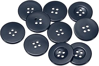 HARFINGTON 10pcs 40L Sewing Buttons 1"(25mm) Resin Round Flat 4-Hole Craft Replacement Buttons for Coats Sewing Clothing and DIY, Navy Blue