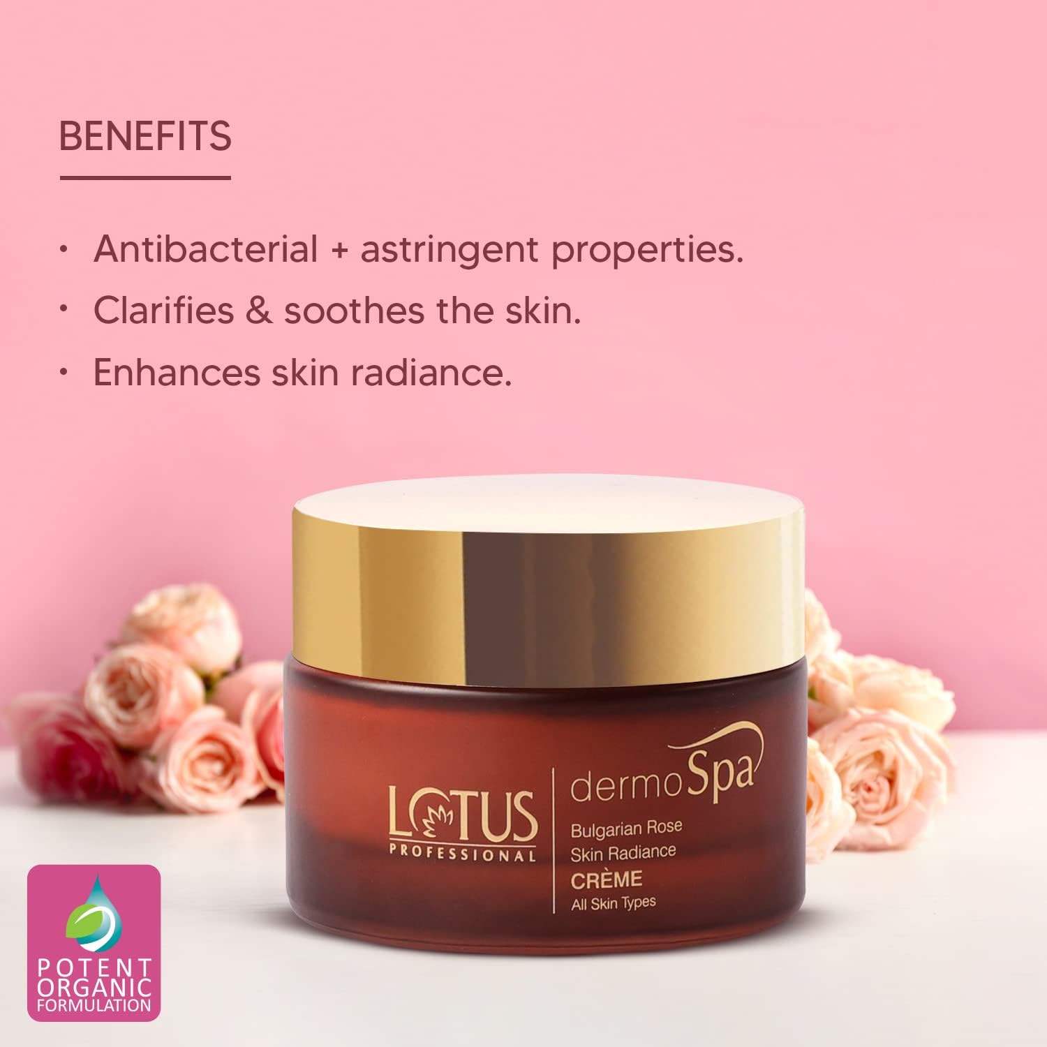 Lotus Professional Dermo Spa Bulgarian Rose Skin Radiance Creme with SPF20, 50g