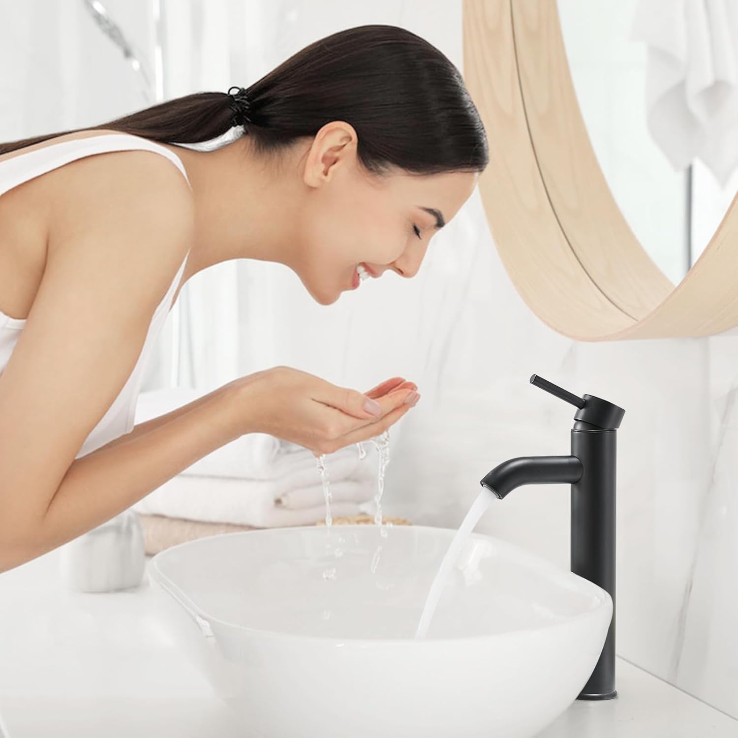 VOTON Vessel Sink Faucet Chrome Modern Tall Bathroom Faucets Single Handle One Hole Rv Vanity Lavatory Bathroom Sink Faucet - Image 5