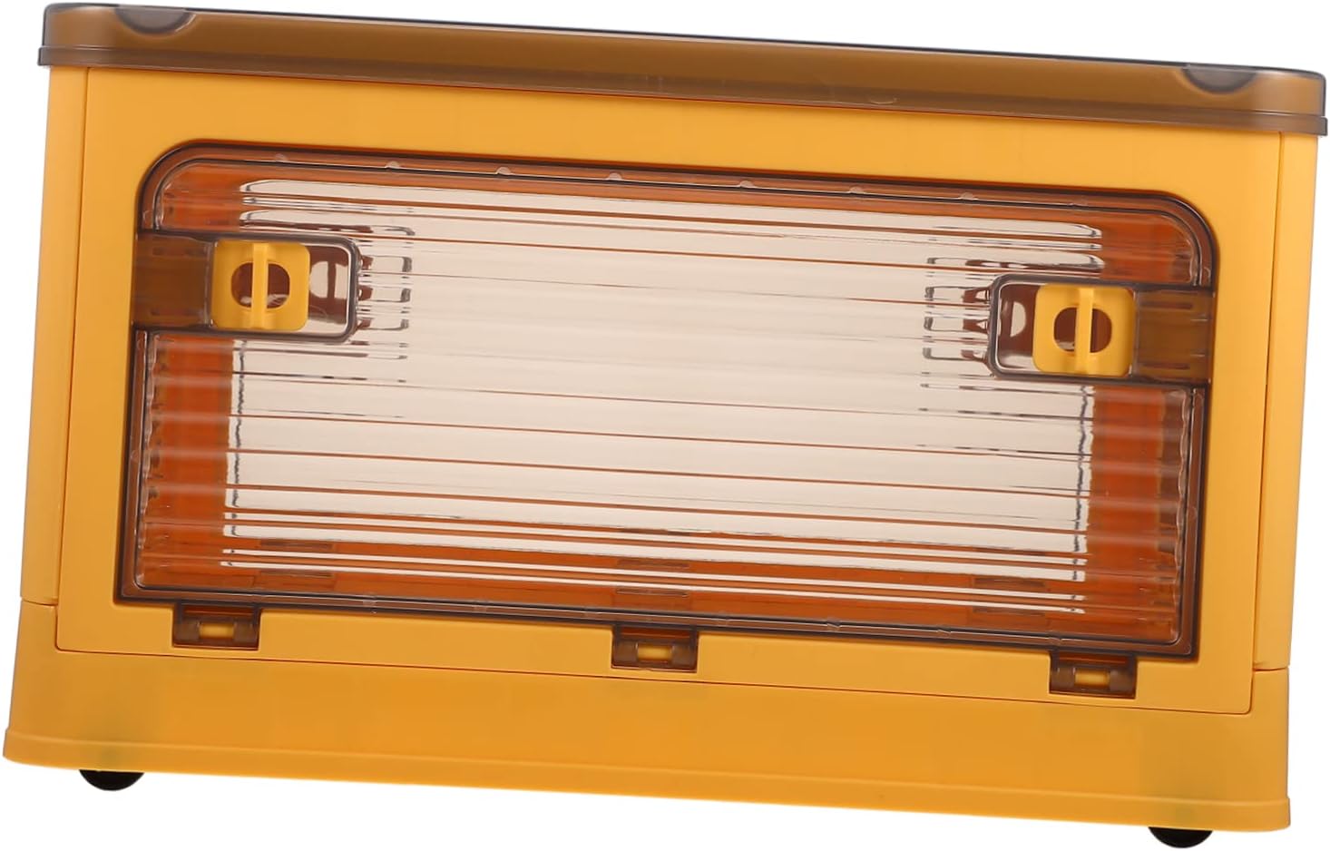 VICASKY Foldable Transparent Storage Box with Lid Portable Lightweight PP Material Home Organizer for Bedroom Office Living and Clothes Holder Small Yellow