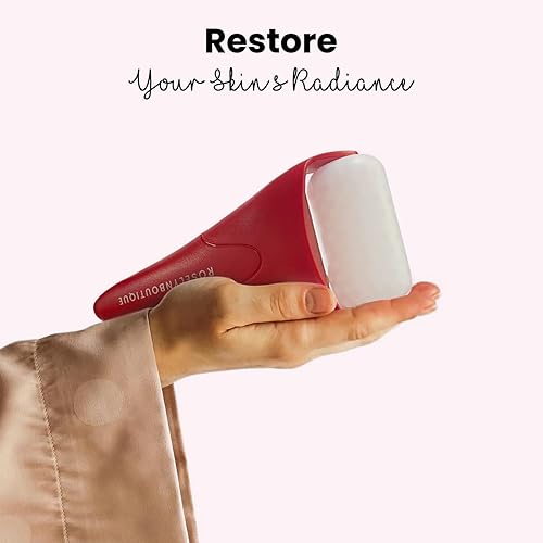 Miniatura 2 de Rodillo de hielo para cuidado facial, rodillo de masaje facial crioterapia, reduce la hinchazón, alivio del dolor de migraña (rojo granate).