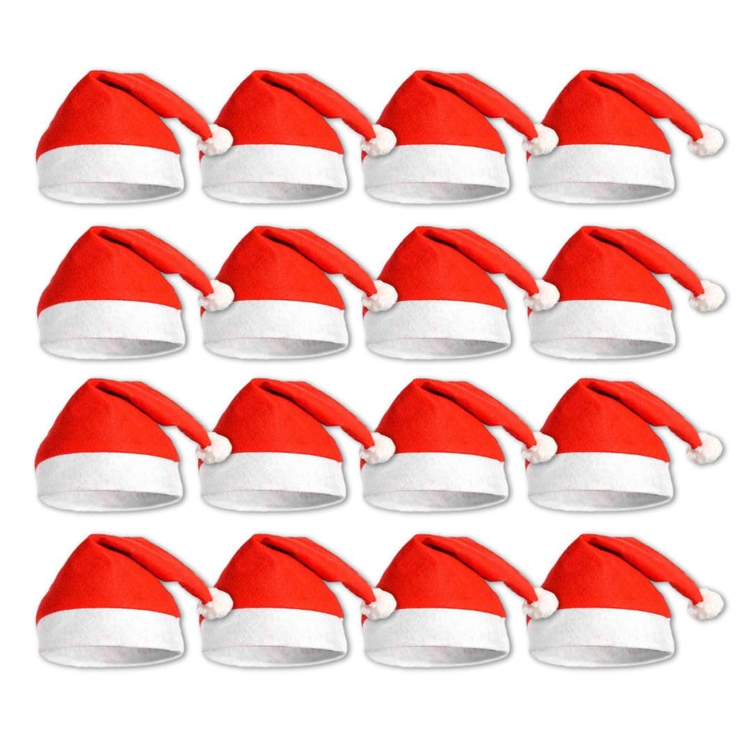 Komonee 50 x Santa Claus Christmas Hat Red Xmas Novelty – Party for Festive Holidays, Fancy Dress Up, Unisex Costume Accessory – New Years Fun for Adults and Children