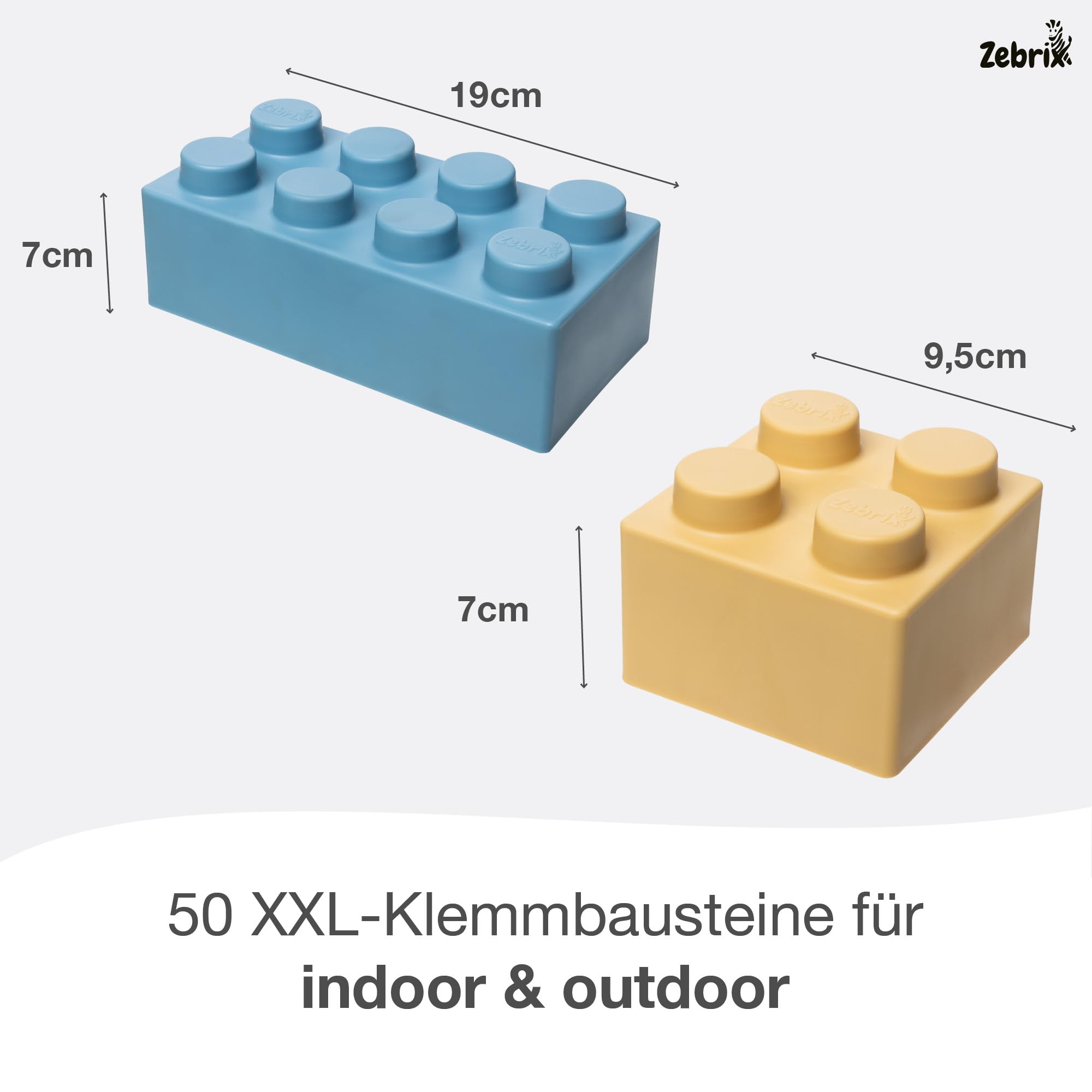 XXL 50 Klemmbausteine Edition 4 Pastellfarben I 50 Große Soft Touch Bausteine Indoor und Outdoor I Für Babys & Kinder ab 6 Monaten I Made in Germany
