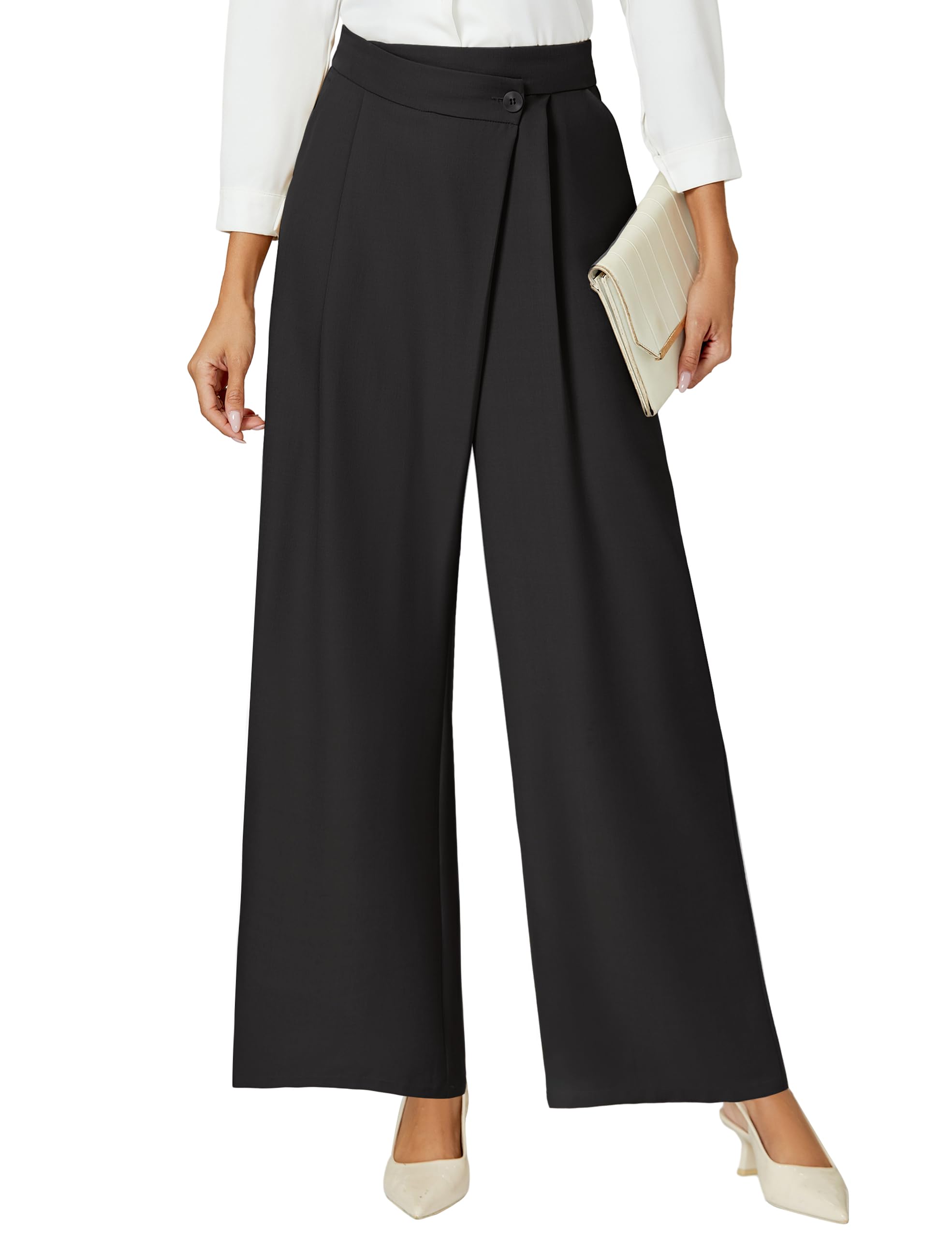Blooming Jelly Women Wide Leg Dress Pants High Waisted Work Pant with Pocket Business Casual Outfits 2025
