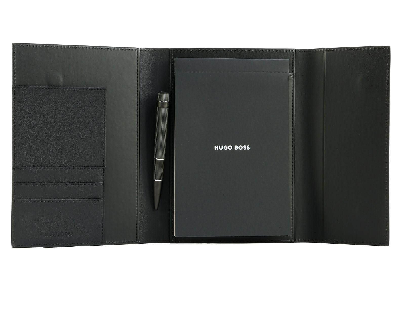 HUGO BOSS caso de escritura Gear Pinstripe Writing Set Black negro