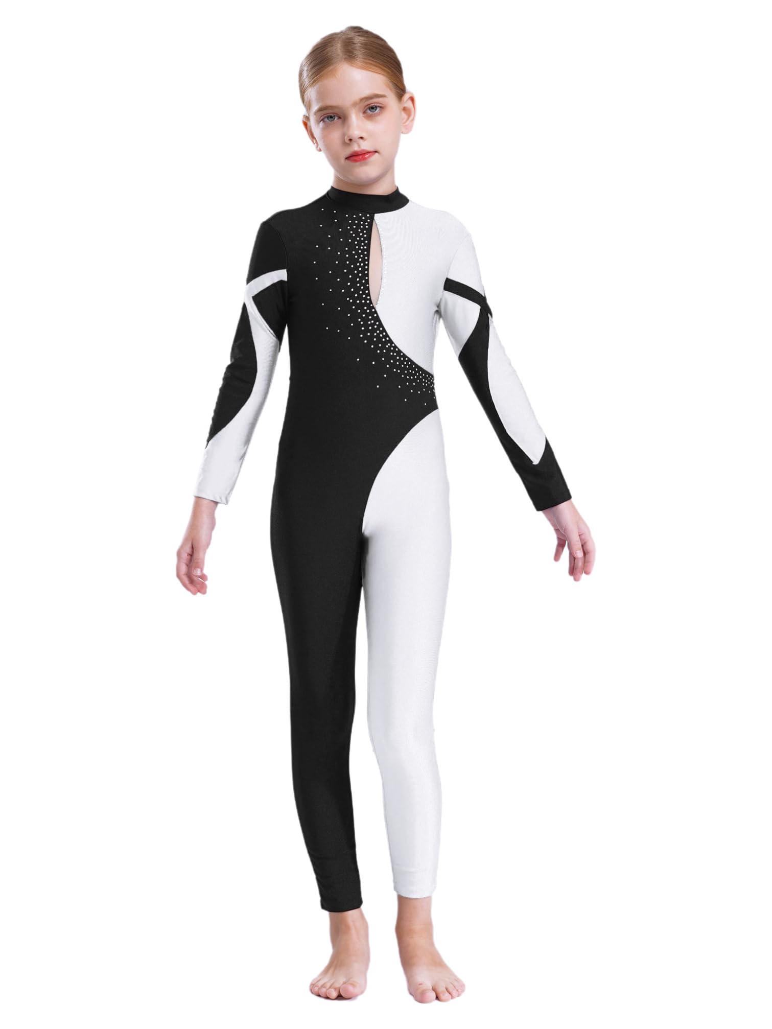YiZYiF Paillettes Body Da Ginnastica Artistica Bambina Senza Manica Tuta Da Danza Romper Jumpsuit Jazz Cha-cha Dancewear Argento 5-6 Anni - 10