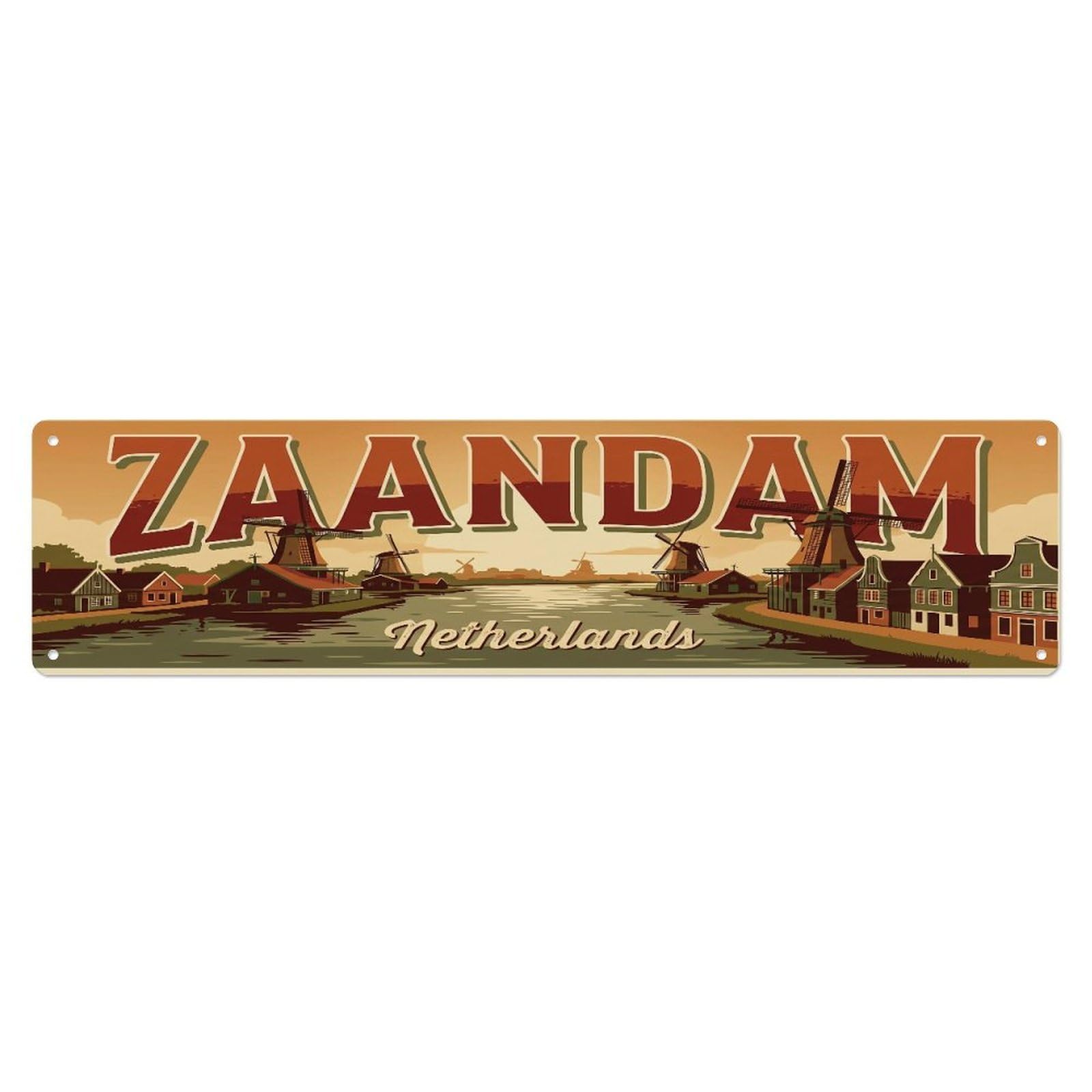 Metal Tin Sign Vintage Travel Netherlands Zaandam