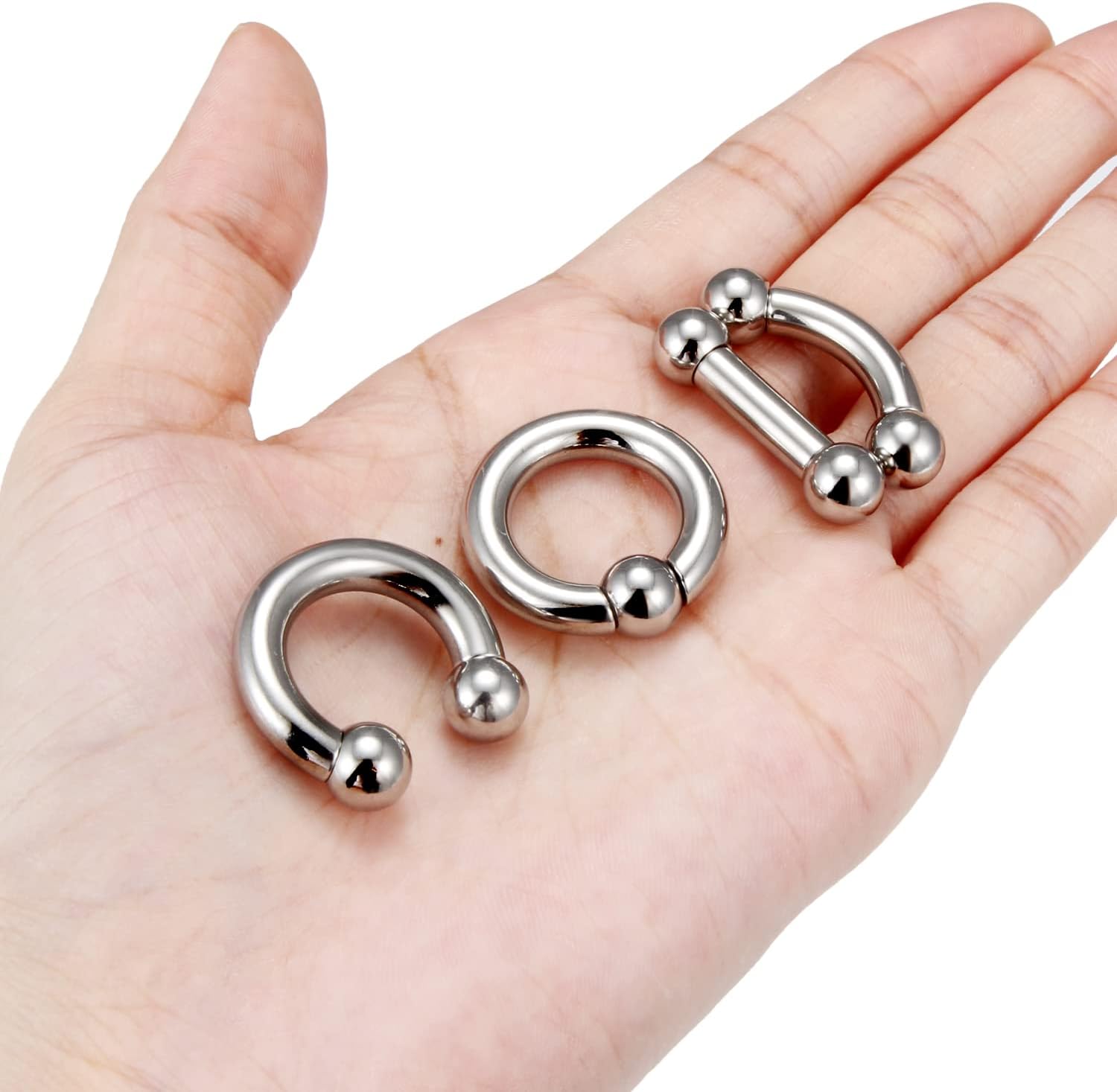 2G 4G 6G 8G Septum Rings Large Ear Gauges Earrings Stretching Kit 316L Surgical Steel Internally Threaded Big Septum Nose Tongue Lip rings Piercing Jewelry Barbells 12mm 16mm 4Pcs