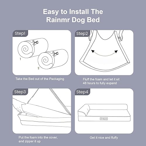 Miniatura 8 de Camas ortopédicas para perros grandes, camas de espuma viscoelástica para perros de tamaño grande, funda extraíble lavable, parte inferior