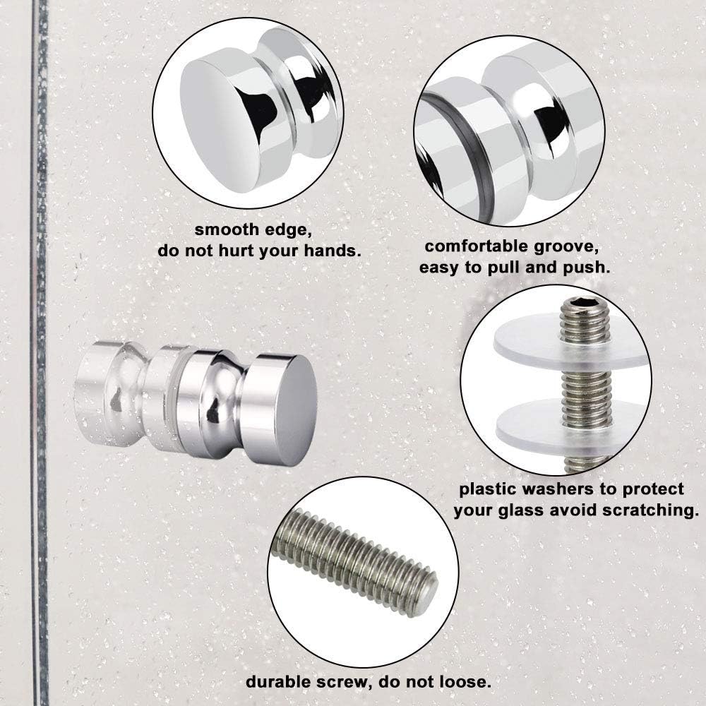 ZKSM 2 Set Shower Screen Handle Bathroom Door Handle Knob with Solid Stainless Steel for Replacement Groove Glass Door(Install Screw 7.8x30mm)