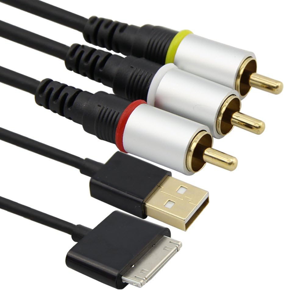 Milliongadgets(TM) USB AV TV RCA Audio Video Cable for iPad 2 iPhone 4 4G 3GS iPod Nano Touch