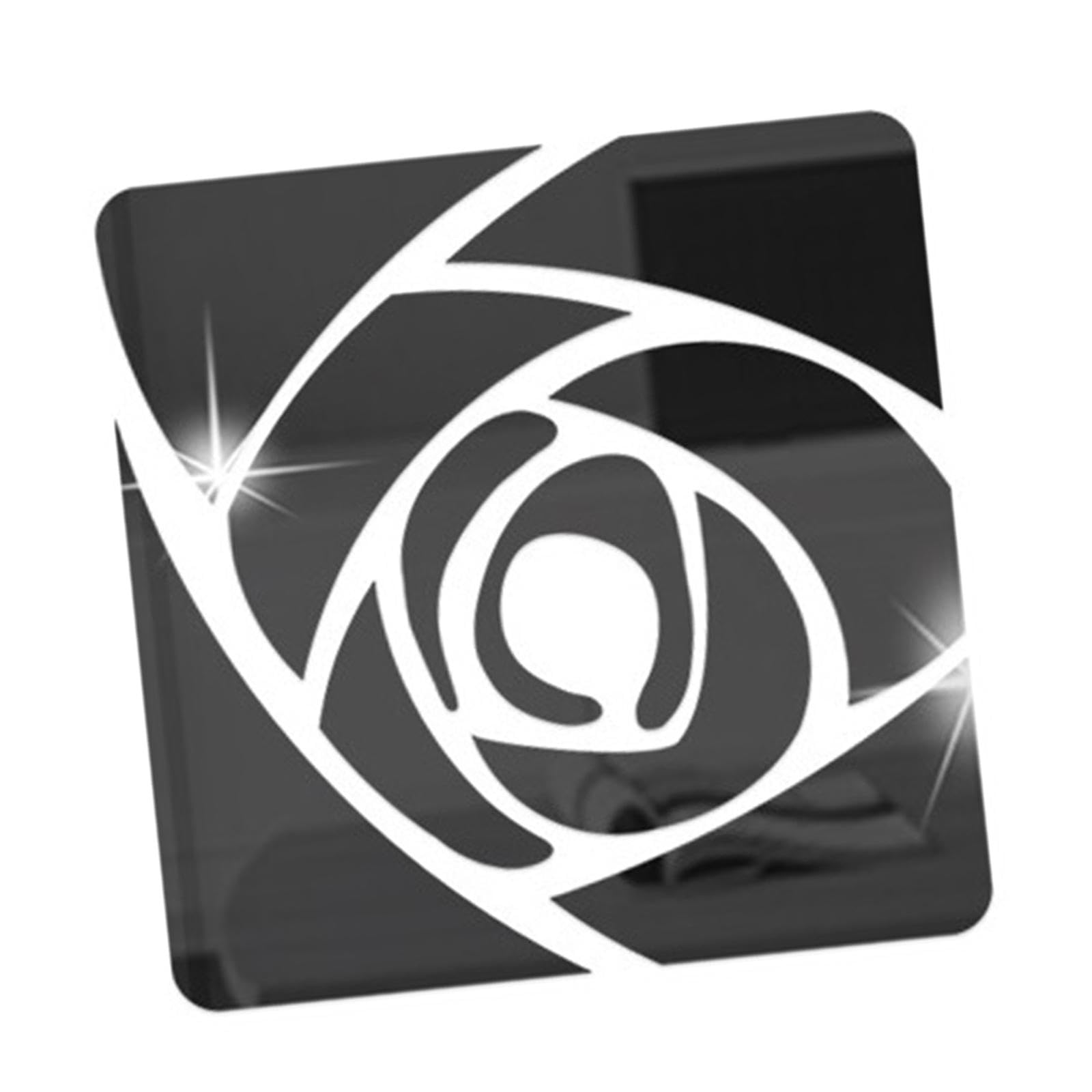 Mirror Decal Flower Pattern Wall Sticker Waterproof Floral Art Decal for Dressing Room, Gym, Black 30x30cm