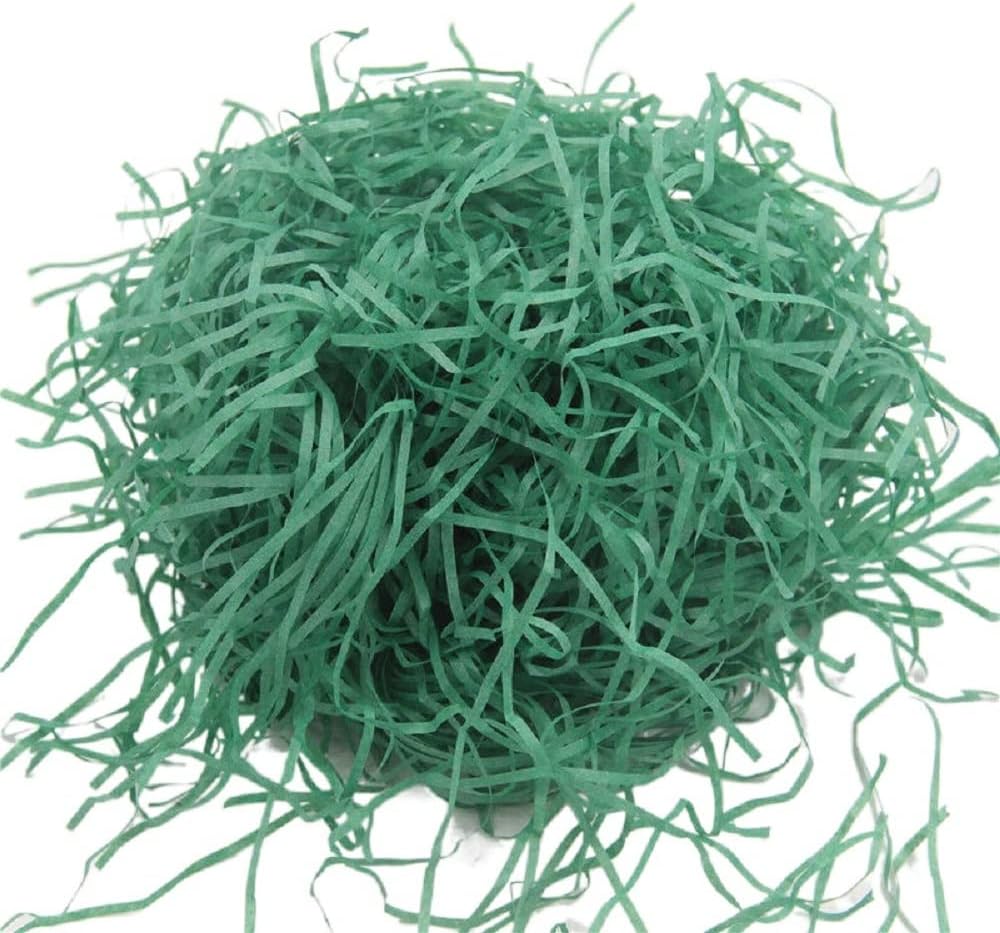 Green Crinkle Cut Paper Shred for Packing Filler Gift Wrap Basket Crinkle Raffia Paper for Packaging 3.5 OZ