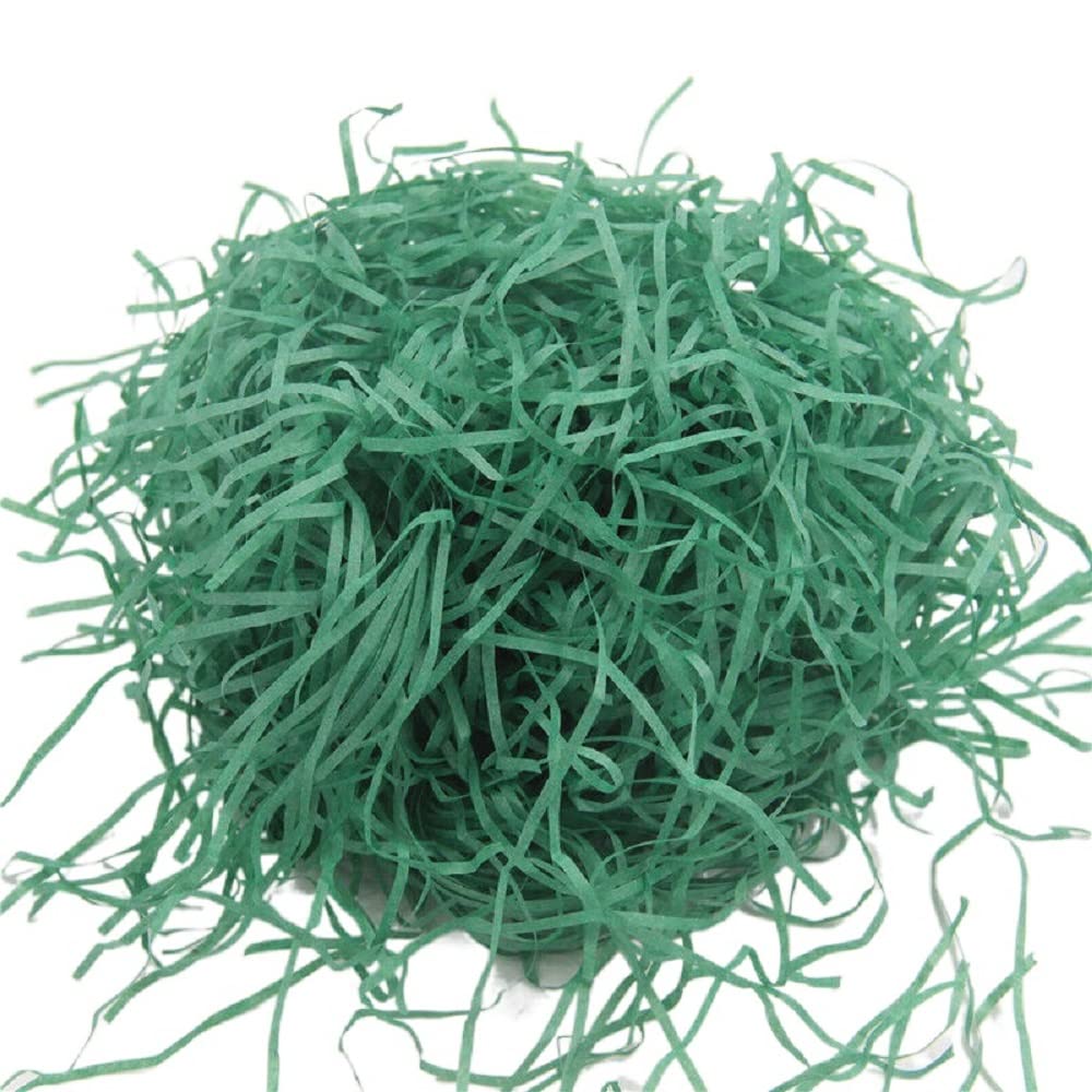 Green Crinkle Cut Paper Shred for Packing Filler Gift Wrap Basket Crinkle Raffia Paper for Packaging 3.5 OZ