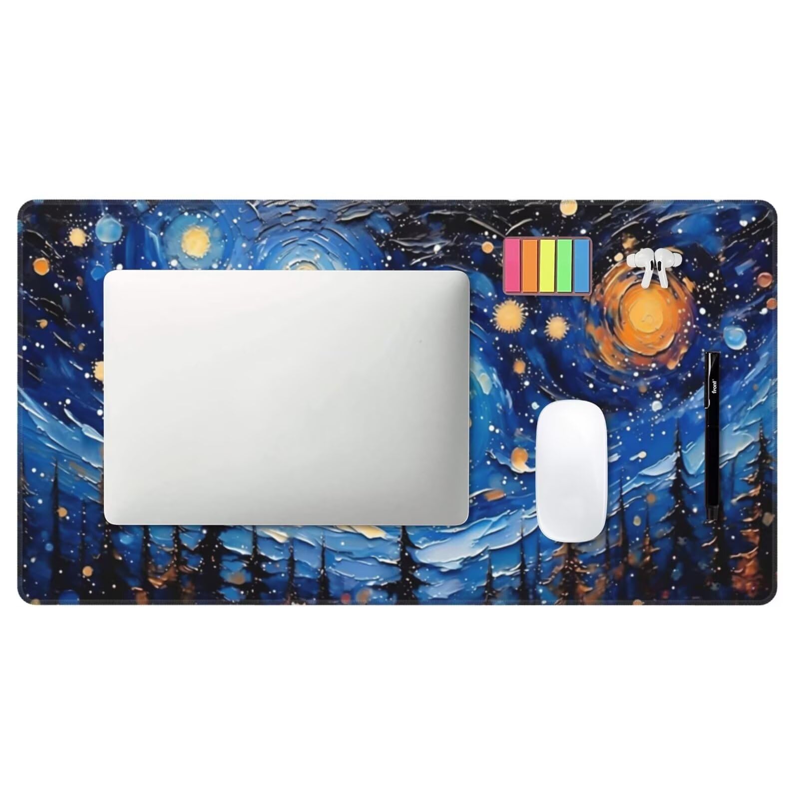 Gamingowa podkładka pod mysz, XXL, 1600 x 800 x 3 mm, podkładka pod mysz, abstrakcyjna, Starry Sky, akcesoria gamingowe z antypoślizgową podkładką, wodoodporna i trwała, do myszy i klawiatury,