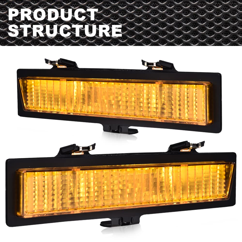 CNNELL Signal Light Parking Lamps Compatible with Chevy Monte Carlo SS 83-88/Fit Chevy Monte Carlo 81-86 (not fit LS 86-88) Amber lens Driver & Passenger Side 919025 919026 261303TA0A 261353TA0A