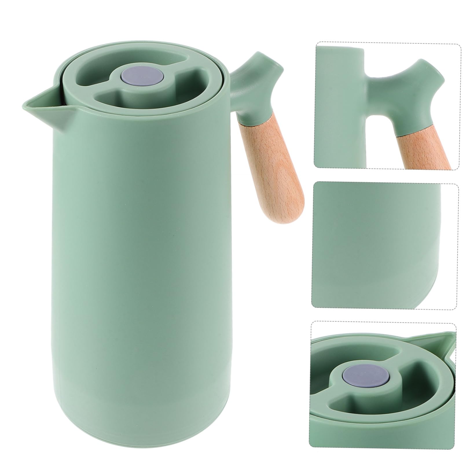 Isolierte Glas Wasserflasche mit Großem Fassungsvermögen Dicht und Tropfsicher mit Breitem Holzgriff Modisches Design für Tee und Heißgetränke im Haushalt