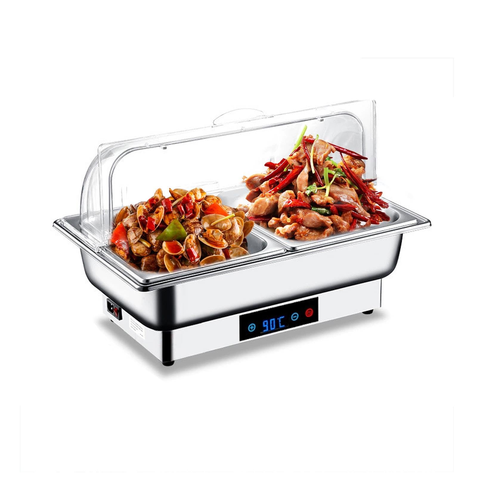 Set Buffet Scaldavivande, Rettangolare in Acciaio Inox