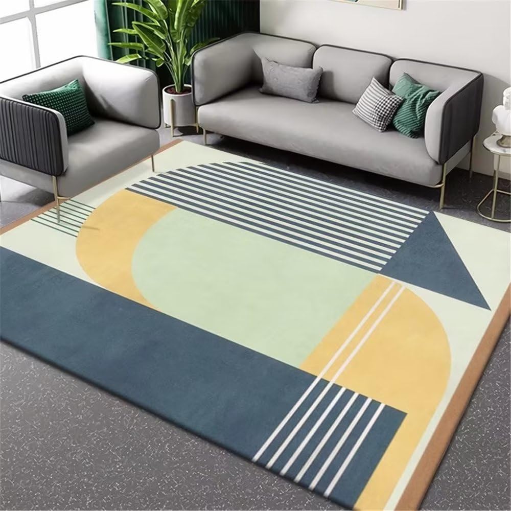 Tapis de salon vert 180x280cm à rayures fines pour grande chambre