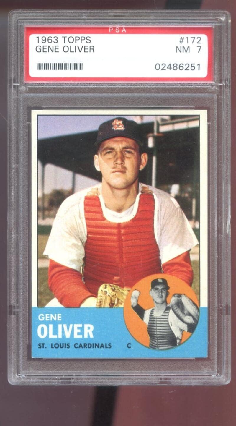 1963 Topps #172 Gene Oliver PSA 7 Graded Baseball Card NM St. Louis Cardinals