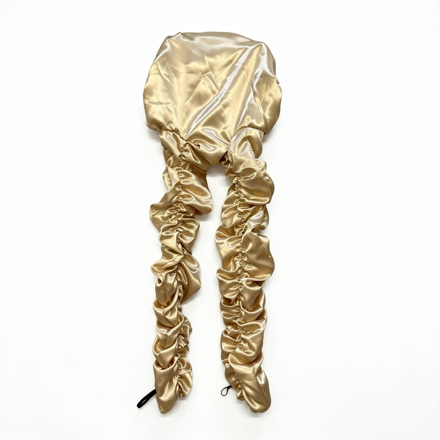 Soft Satin Sleep Bonnet with Ruched Tie, Champagne