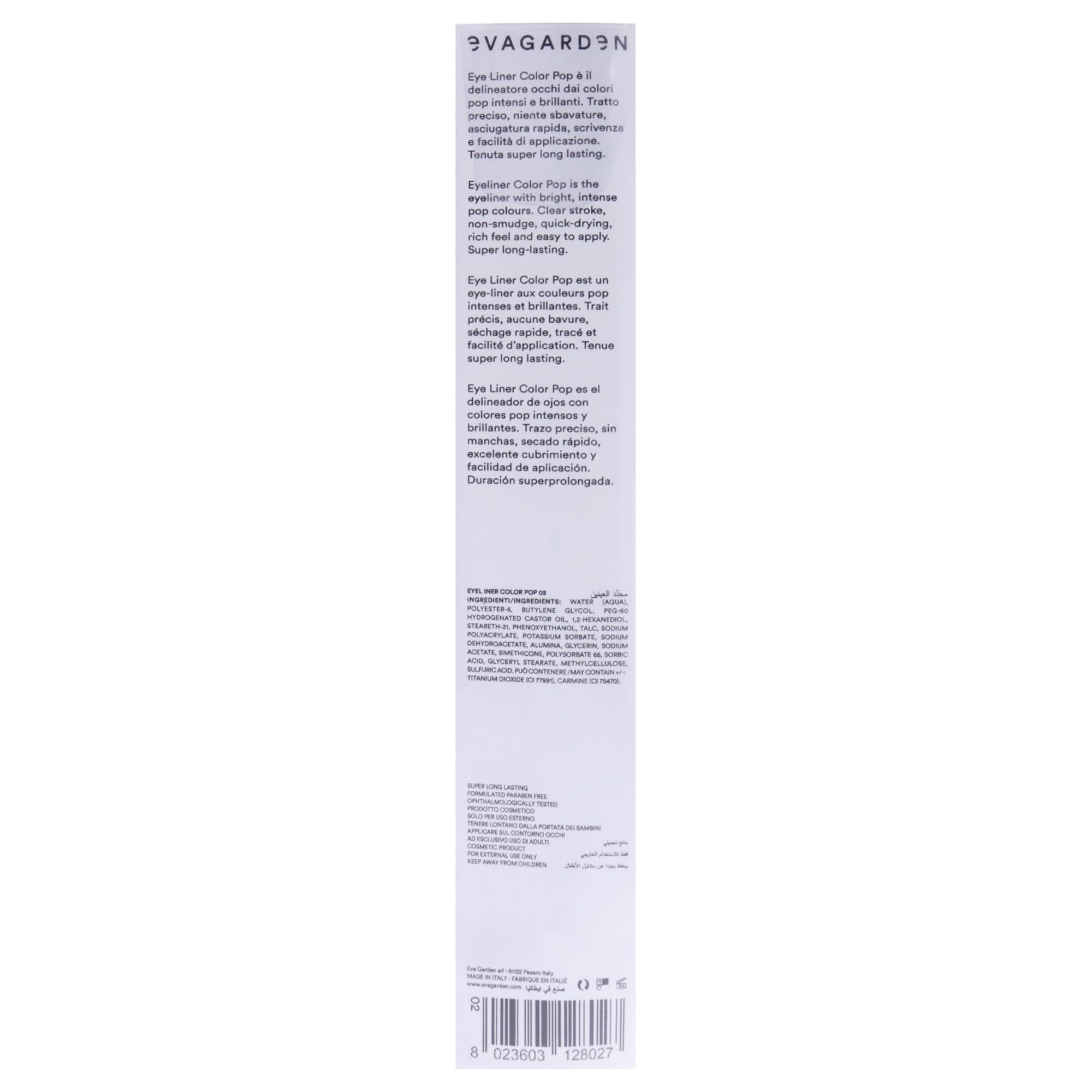 EVAGARDEN Color Pop Eye Liner - Fórmula de secado rápido que no se mancha, crea líneas ultrafinas a atrevidas con aplicación precisa, tono intenso que mejora el maquillaje de tu rostro, rosa ardiente